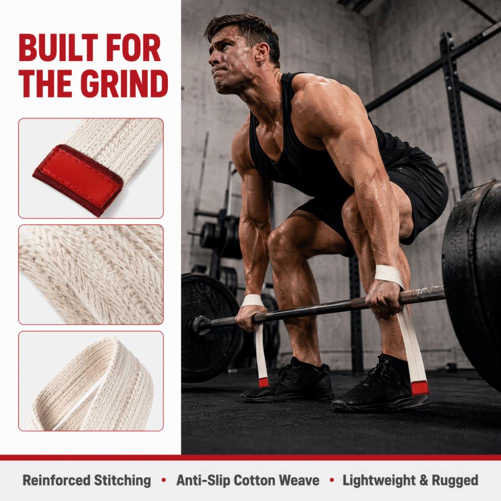 2PCS Reinforced Stitching Lifting Straps Cotton Wrist Wraps  Rowing Workouts