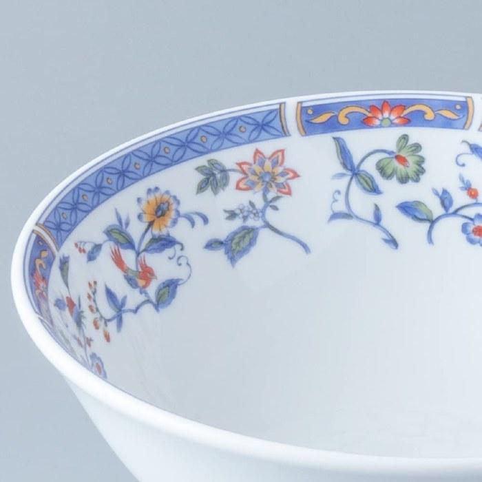 NARUMI Ramen Bowl Blue Floral 20cm 4-Piece Set with Ladles