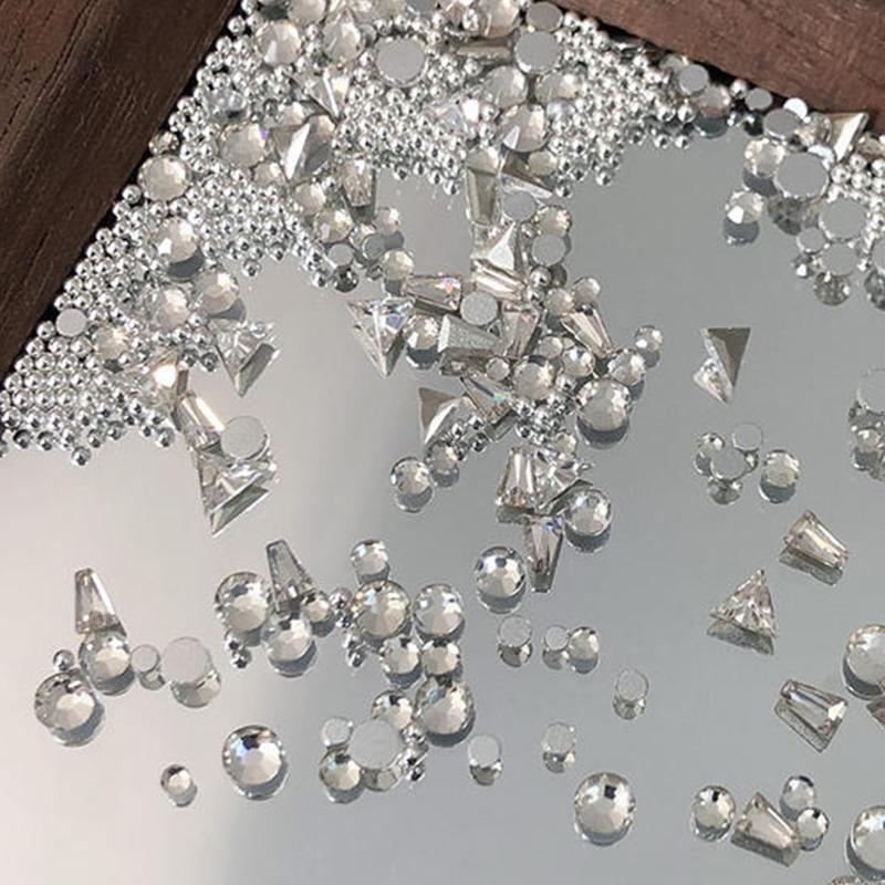 Diy Butterfly Knot Zircon Clear/Champagne 2-3Mm Triangle Trapezoid Nail Gemstones Glitter Nail Diamond Manicure Decor