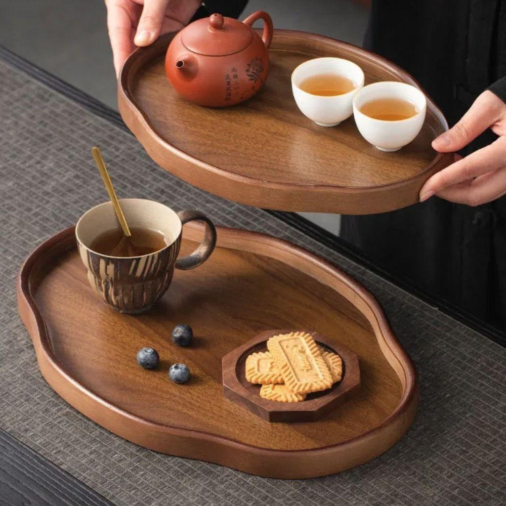 Chinese Style Bamboo Decorative Serving Tray Vintage Tea Tray Classic Bread Plate Afternoon Tea