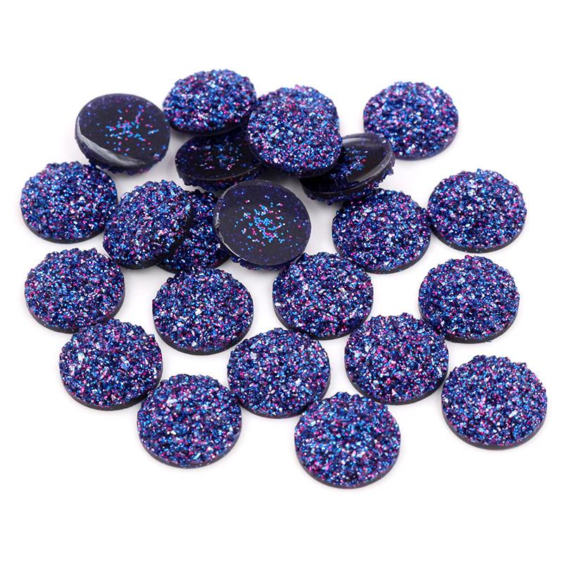 40 Stück/Los 8mm 10mm 12mm Mixfarben Druzy Naturstein Konvex Flachrücken Harz Cabochons DIY Schmuckherstellung Zubehör Zubehör