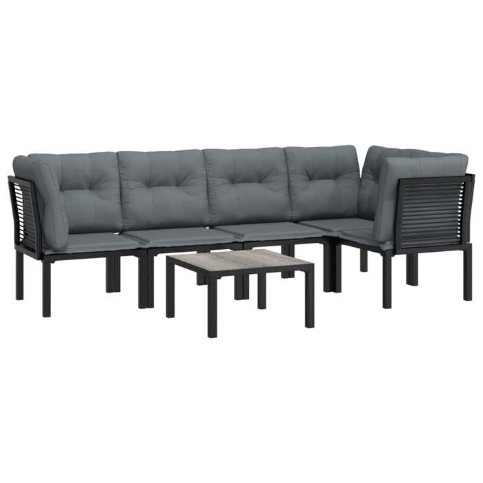 VidaXL Salon de Jardin 6 pcs, Ensemble de Meubles de Terrasse, Mobilier d'Extérieur, Chaise de Patio, Moderne, Noir et Gris 3187754