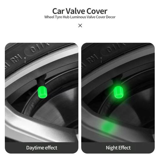 12Pcs Car Valve Hat Fluorescent Night Glowing Dust-proof Glow-in-the-dark Wheel Tyre Hub Luminous Valve