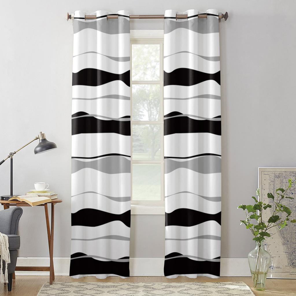 Modern Window Curtains for Living Room Vibrant Abstract Line Patterns Curtains for Child Bedroom Kitchen Decor Blinds Drapes