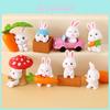 Mignon Carotte Champignon Dessin Animé Lapin Mini Modèle Décoration de Bureau Ensemble d'Ornements Pour Enfants et Collectionneurs