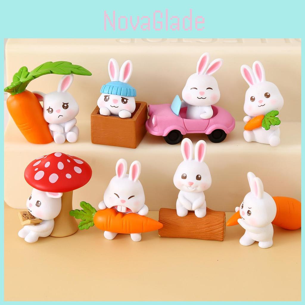 Mignon Carotte Champignon Dessin Animé Lapin Mini Modèle Décoration de Bureau Ensemble d'Ornements Pour Enfants et Collectionneurs