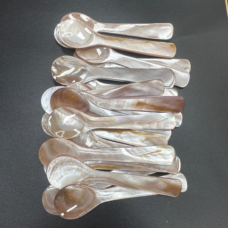1PC Natural Material Ice Spoon Cream Coffee Caviar Spoon Mother of Pearl Seashells Stirring Spoons Teaspoon Crafts Dessert Coffe