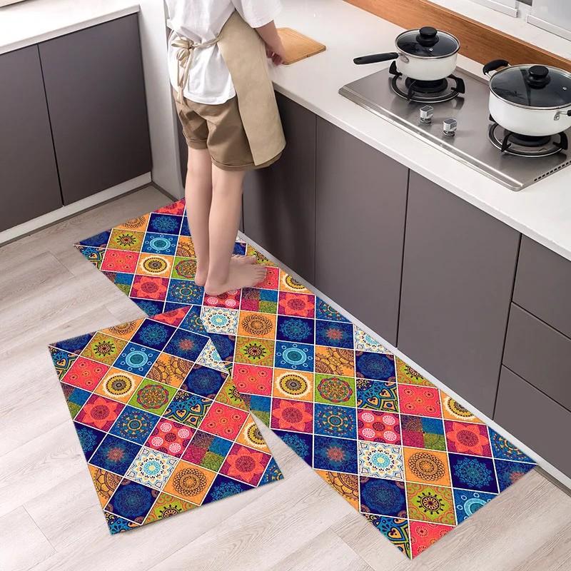 Kuchnia Dwuczęściowa Ścierka Dywanik Prosty Antypoślizgowy Odporny na Zużycie Brudny Wycieraczki Podłogowe Przedpokoju Dekoracja Domu