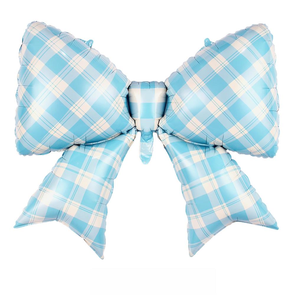 

1PC 39in Large Plaid Bow Aluminum Foil Balloon Ins Style Birthday Party Scene Decoration Wedding Supplies 39in синий