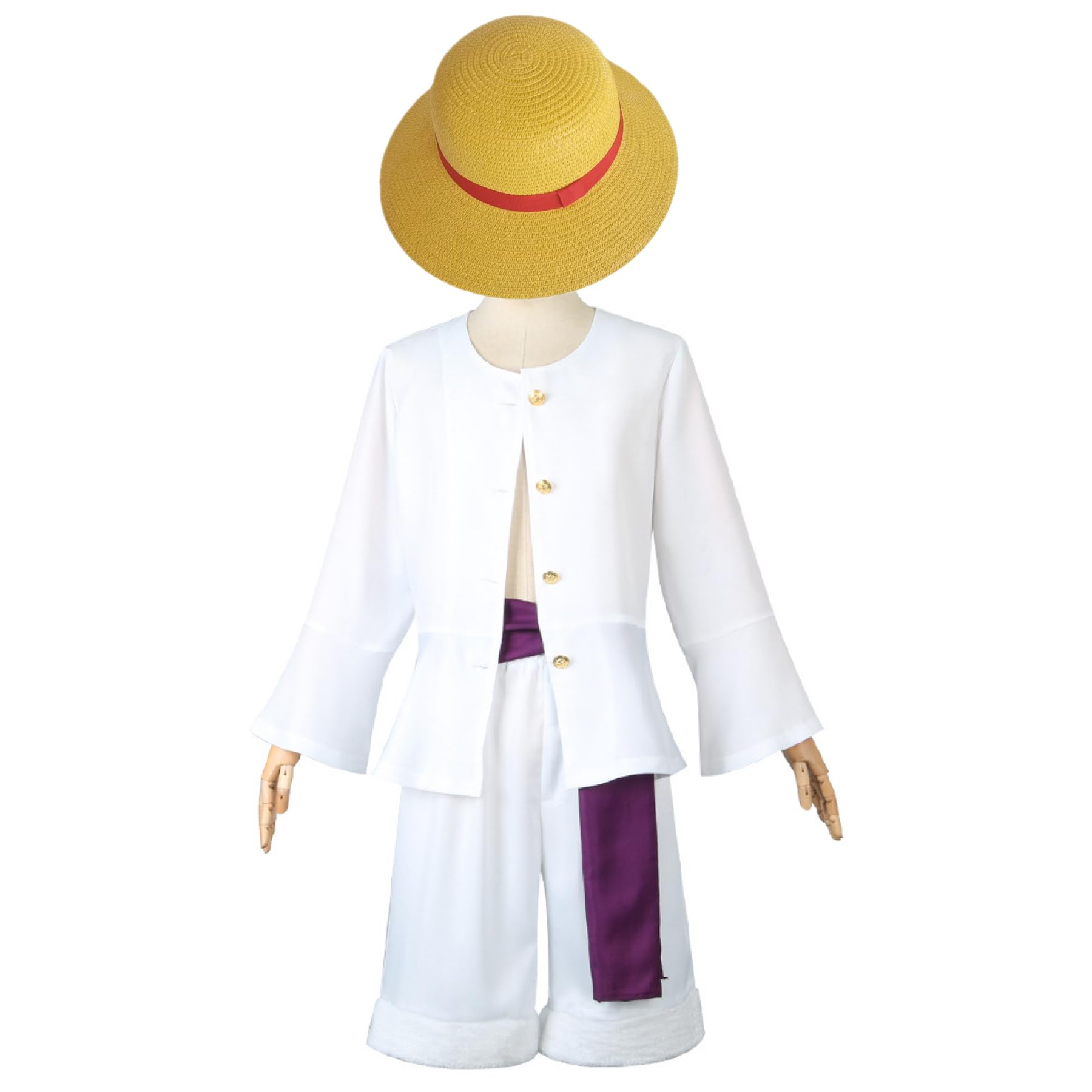 

[TRUE-JP] One Piece Luffy 5 Gear Costume with Sun God Nika Wig and Hat, Transformation Costume, Straw Hat Luffy, Halloween, Christmas (M)