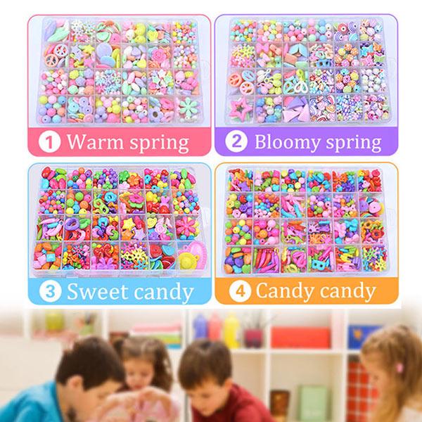 Children Amblyopia Candy Colors DIY Wear Beads For Bracelet Kids Toys Geometric Shape Personalized Jigsaw Puzzle