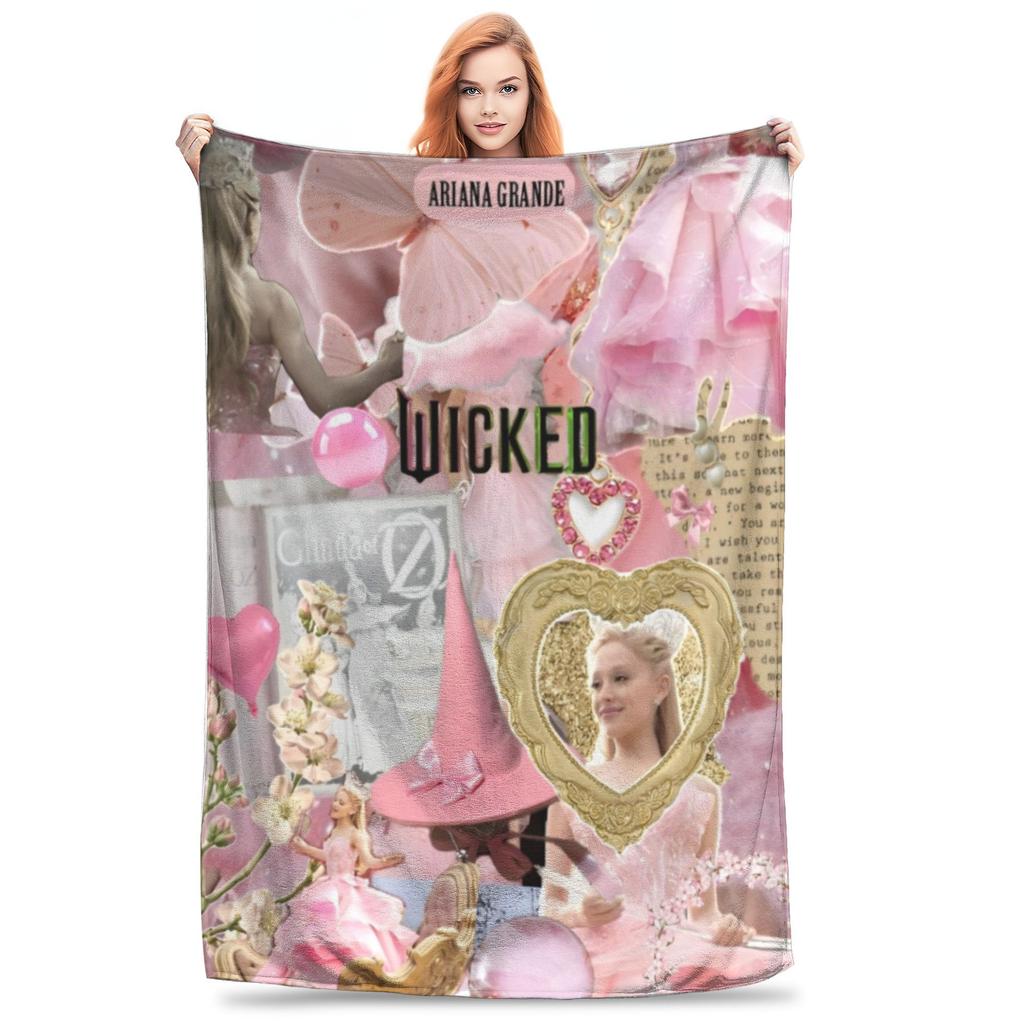 Wicked Glinda Elegant Collage Blankets Good Witch Movie Flannel Throw Blanket Portable Soft Warm Multifunction Plush Thin Quilt