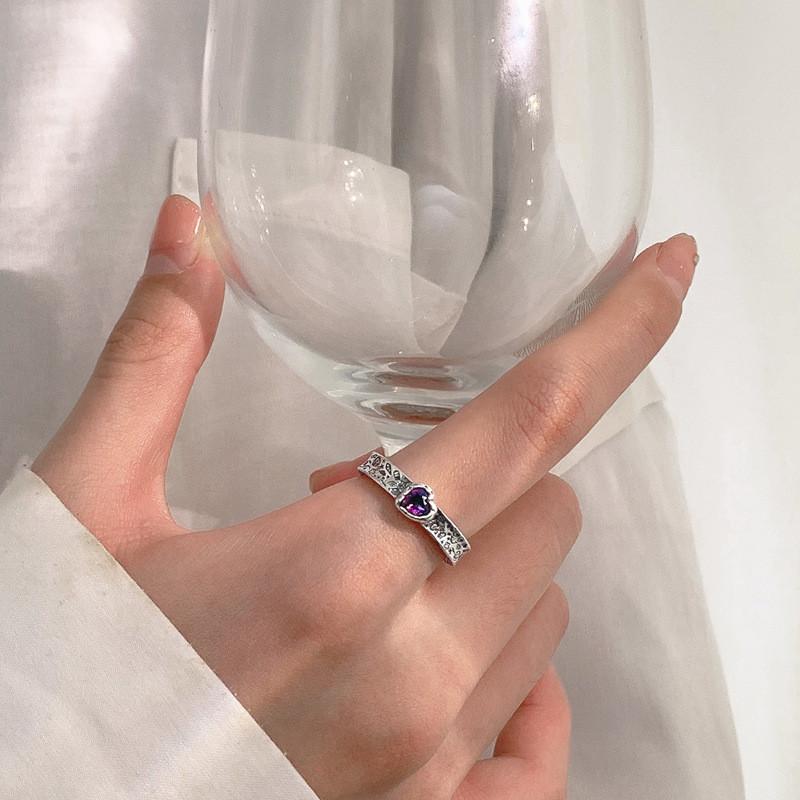 Chic Heart Adjustable Ring For Women Fashionable Copper Jewelry With Stunning Zircon Detail