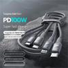 W&P 3-in-1 PD 100W Fast Charging Braided Data Cable
