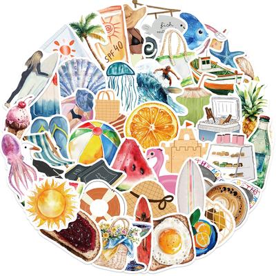 50pcs Boat Beach Pool Day Stickers Colorful Graffiti Cell Phone Notebook Cup Luggage Decoration Waterproof Stickers