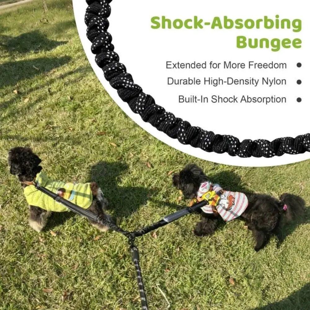 Guinzaglio Doppio Ammortizzante per Cani Corda per Passeggio Animali Senza Intrecci Guinzaglio per Due Cani Passeggiata con Due Cani