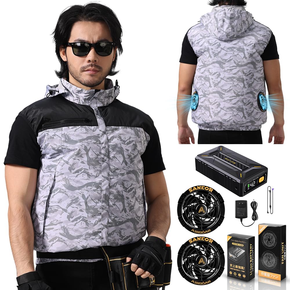 

New 42V Ultra High Output Fan Vest with 40500mAh Large Up to 25 Hours of 7 Airflow 2 Heatstroke PSE Japanese Instruction Manual Included Japanese