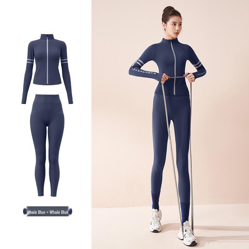 

Women s Breathable Autumn & Winter Letter Print Sportswear Set M синій