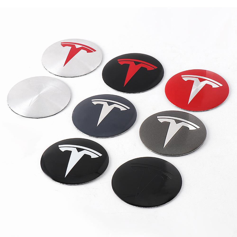 4PCS 56MM 60MM Car Wheel Center Caps Tyre Rim Hub Cover Stickers Badge For Tesla Model 3 Y X S Semi Cybertruck Roadster Emblem