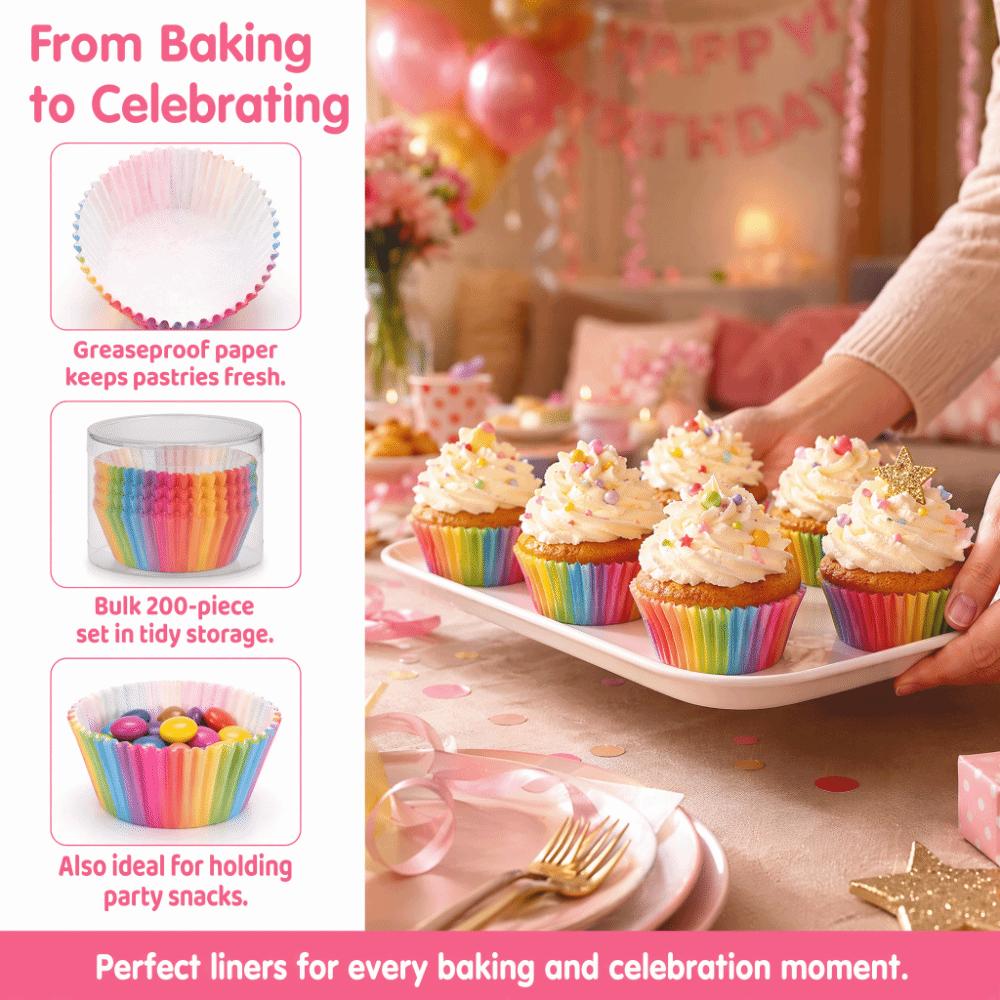 Rainbow Color Colorful Cupcake Liners Greaseproof Nonstick Cake Molds Cake Baking