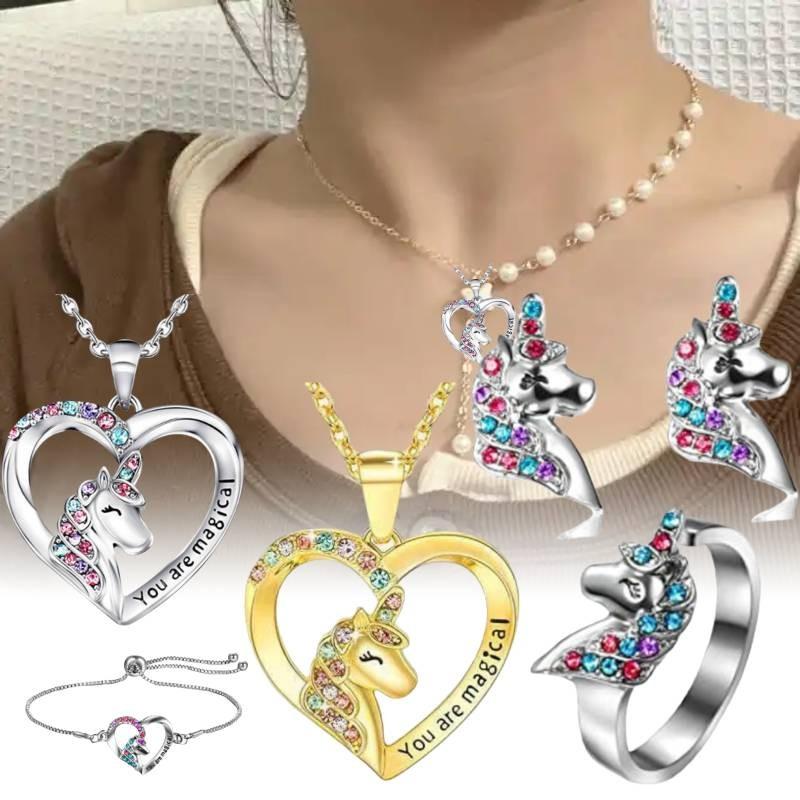 Heart Unicorn Pegasis Shaped Necklace Hollow Out Bracelet Simplicity Fashion