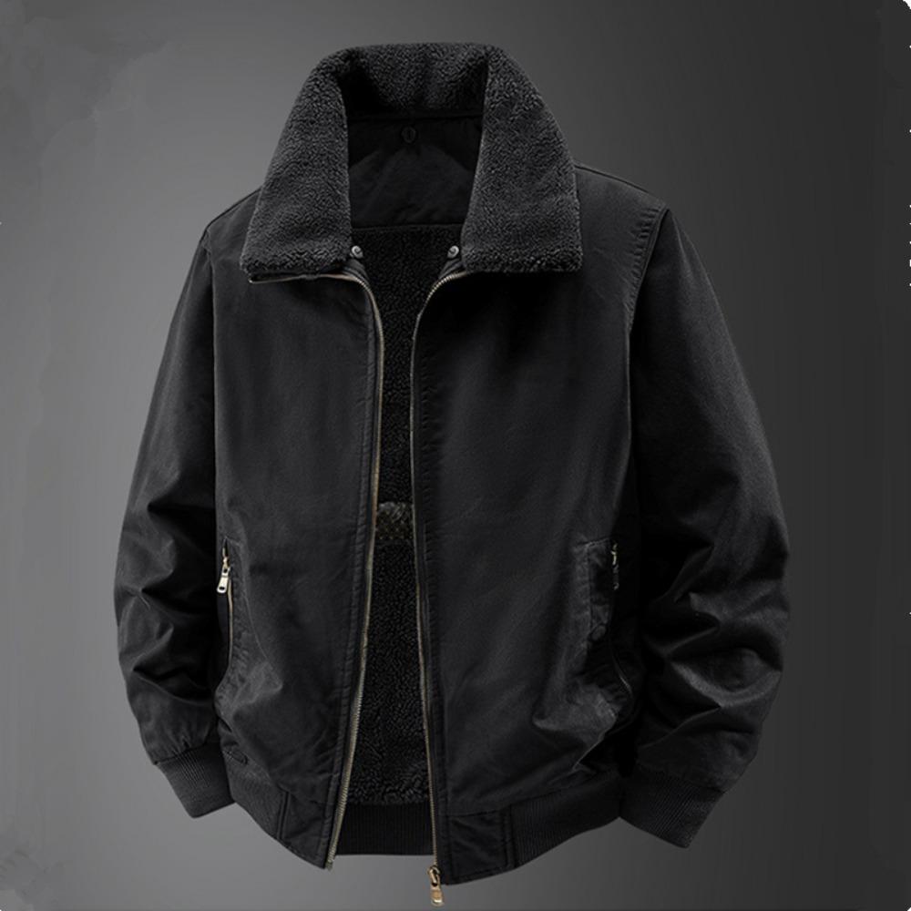 Winter New Fleece Thick Warm Pilot Jacket Men Fashion Casual Windproof Coat Men Autumn Outwear Outdoor Fur Collar Jacket Men
