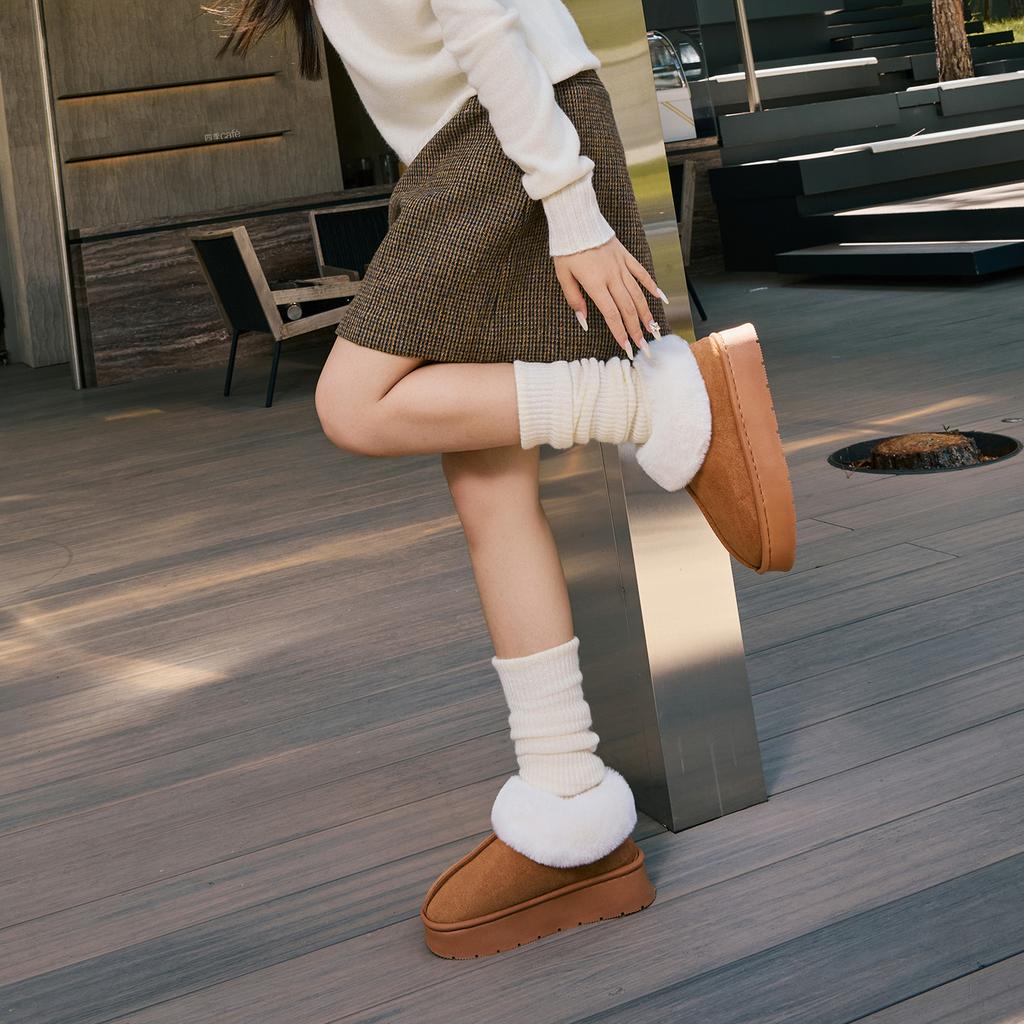 Winter Thick-soled Bag and Cotton Slippers Are Fashionable and Versatile, Piled and Thickened To Keep Warm, and Snow Cotton Shoes Do Not Shed Hair.