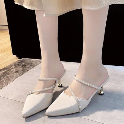 Fashion 2024 Shoes Female Slingbacks Women's High Heels Brand Dress Pumps Women Crystal Pointed Toe Slip On High Heels Women's Sandals