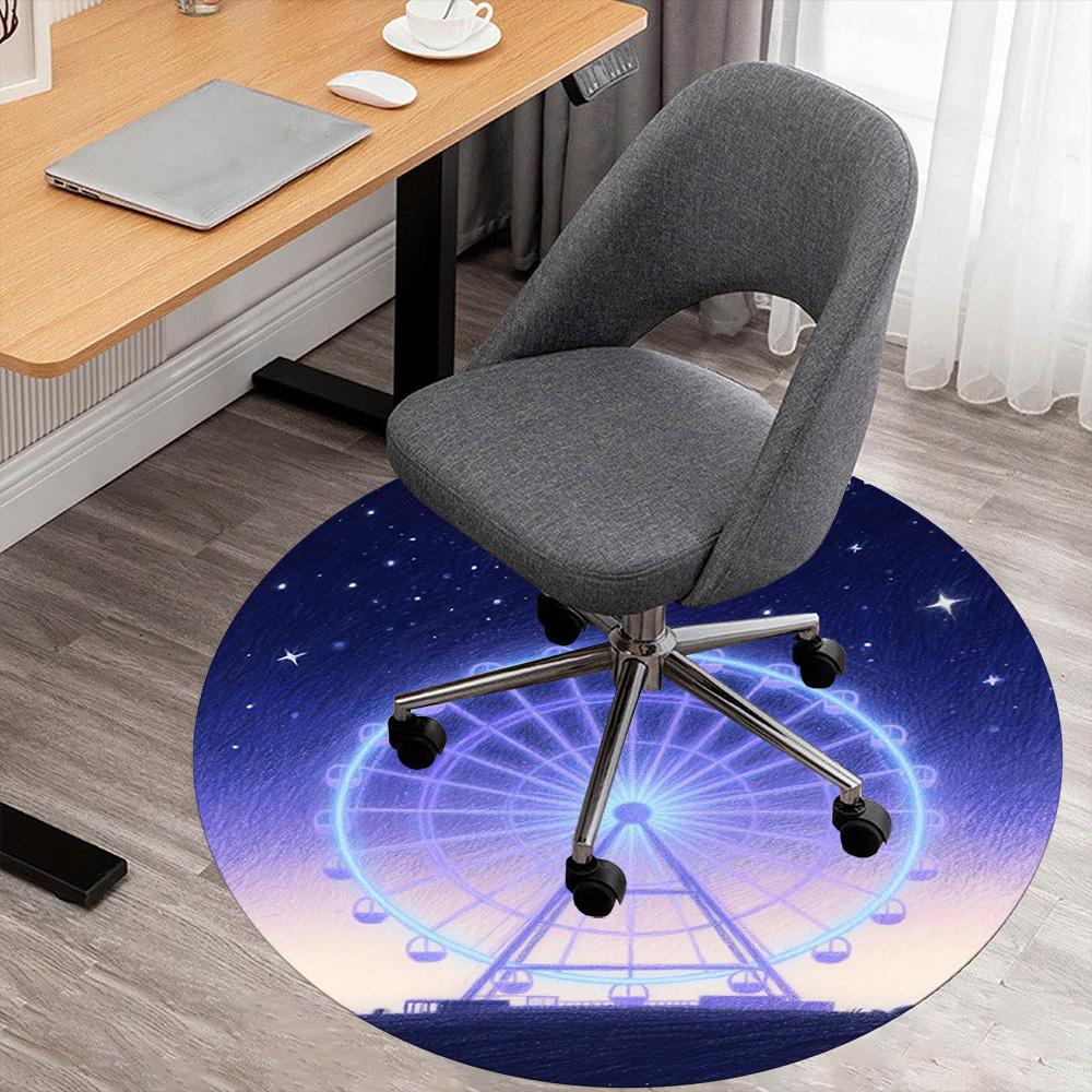 

1PC Ferris wheel Night sky Stars Round Chair mat Area Rug - Non-Slip, Floor Mat for Office, Bedroom, home decor Christmas Gift c0528124 80cm