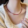 Collana da Donna in Argento Sterling 925 con Turchese, Onice Rosso e Nero, Collana a Catena per Maglione, Gioiello per Matrimonio, Festa, Regalo