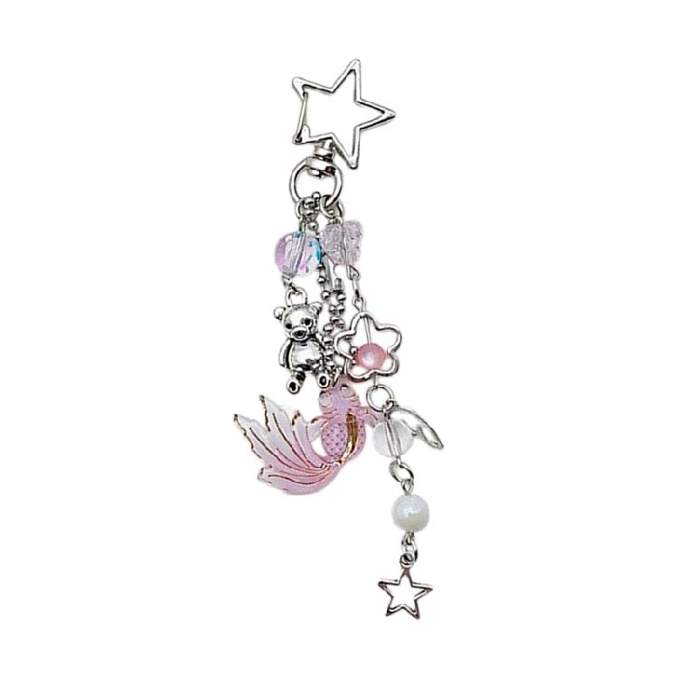 Encanto de Teléfono de Medusa y Estrella con Cuentas Inspirado en el Mar Llavero Colgante Multiusos Soporte para Llaves Resistente