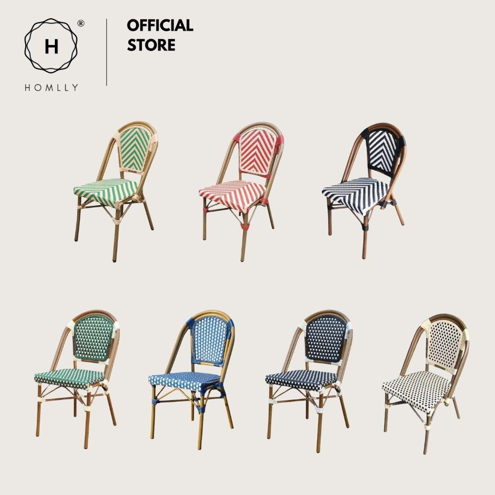 Homlly Francois French Rattan Outdoor Bistro Dining Patio Balcony Chair (X2PCS)