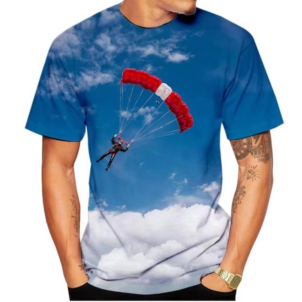 Summer Men's 3D Printed Crew Neck T-Shirt Fashion Versatile Breathable Trend Casual