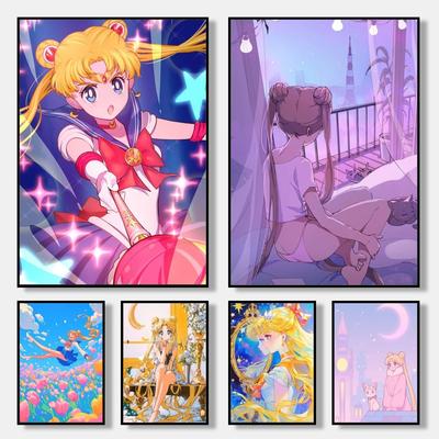 S-Sailor M-Moon Poster Wall Art Print Poster Decorative Mural Modern Home Decor Birthday Gift Unframed Canvas Garage Room