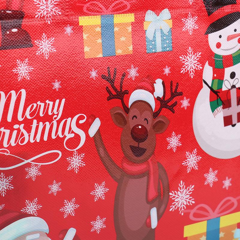 10Pcs Tote Bags Santa Elk Snowflake Tote Bags Thickened Non-Woven Printed Waterproof Bags Christmas Gift Decoration Bags