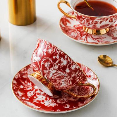 Europejskie Luksusowe Różowe Eleganckie Filiżanki do Kawy z Porcelany Kostnej - Niszowy Styl Ins