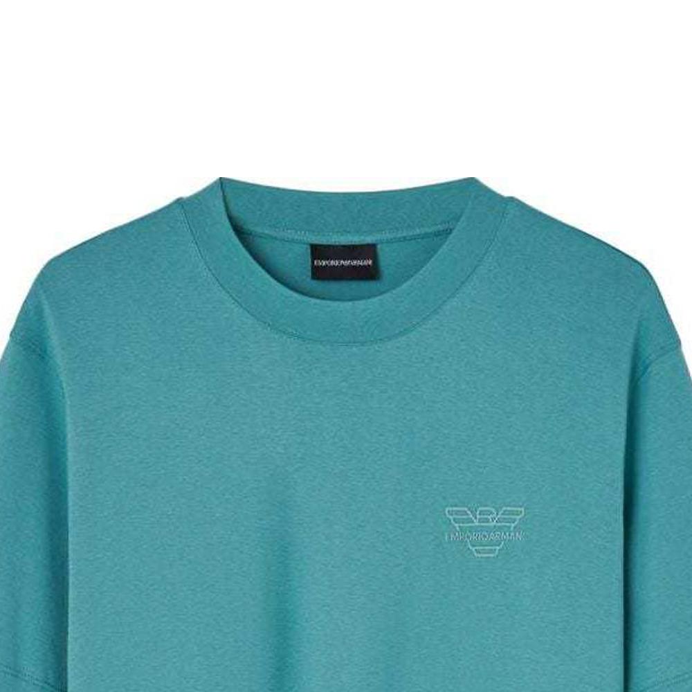 Emporio Armani Logo Print Crew Neck Short Sleeve T-Shirt Men tops Light-Blue 3D1TH3-1JOCZ-0748