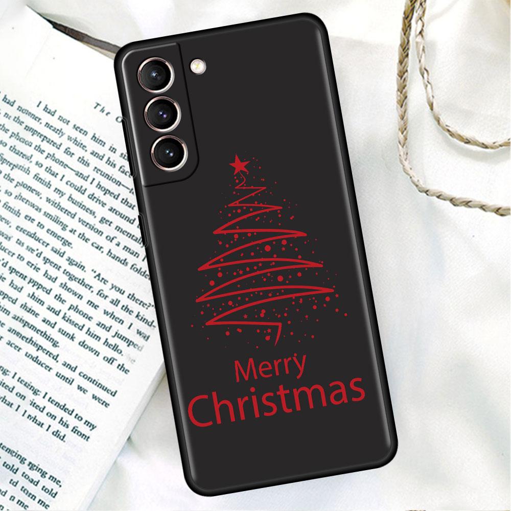 Phone Black Soft Case For Samsung Galaxy S22 S21 S20 Ultra FE S9 S8 S10 Plus Note 20 10 9 Fundas Cover Merry Christmas In Winter