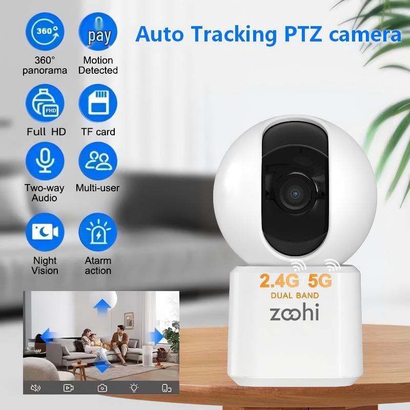 

Zoohi Dual-Band WiFi Surveillance Camera with Two-Way Audio and Constant HD Power