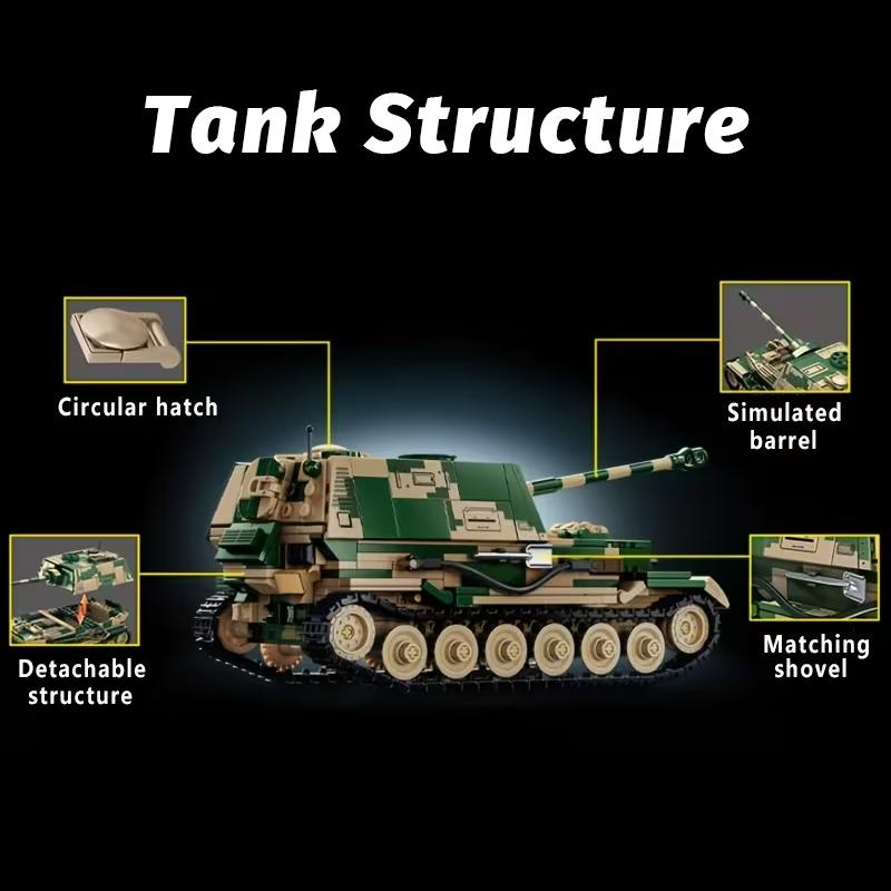 826 PCS Building Block Toy, Tracked Tank Model, Hand-assembled Educational Building Blocks
