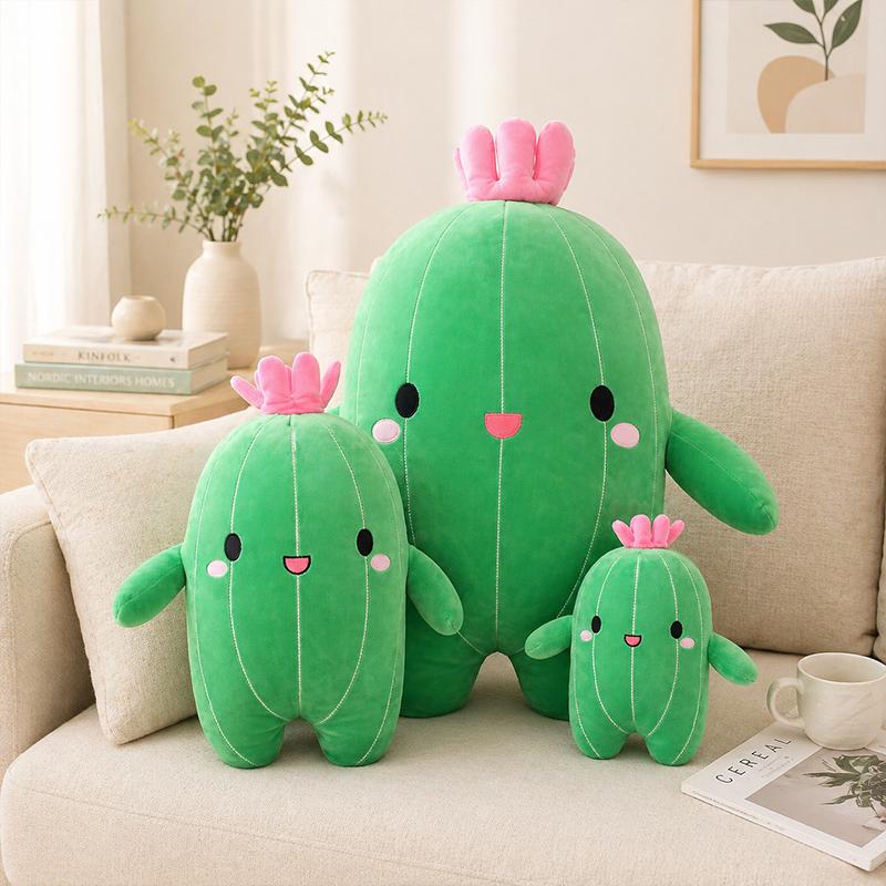 Cute Cactus Plush Toy Kawaii Plant Stuffed Doll Soft Pillow Cushion Cartoon Plushie Kids Gift Bedroom Home Decor
