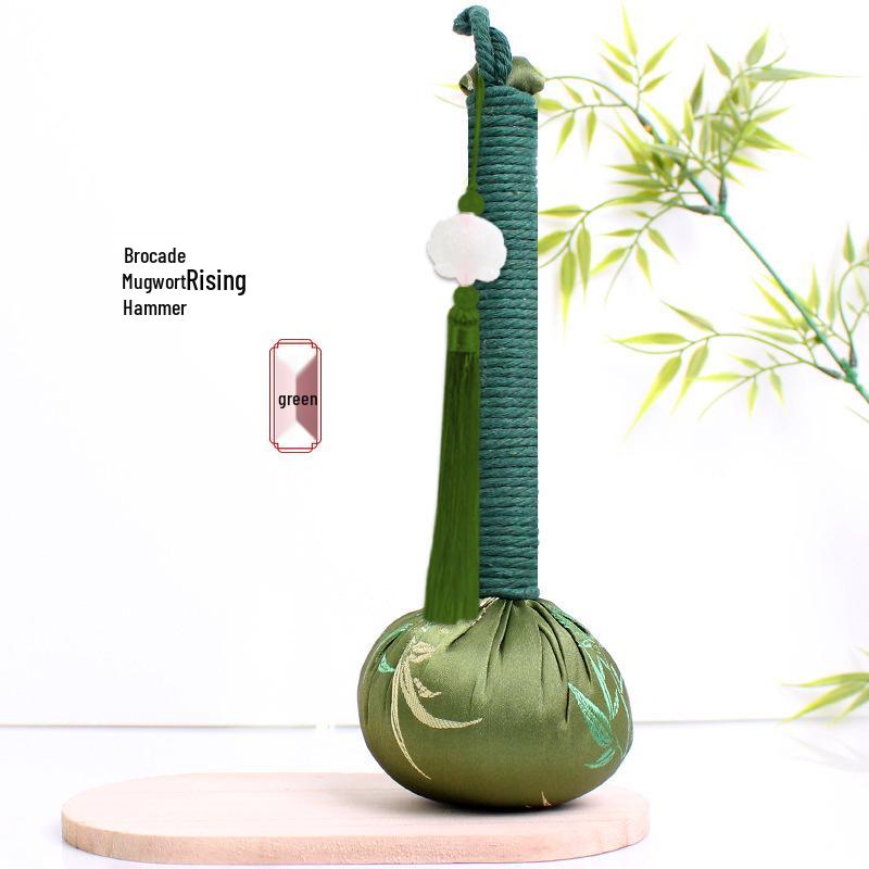 Year of the Horse Mugwort Meridian Massage Hammer - Solid Color Brocade Multifunctional Health Gift