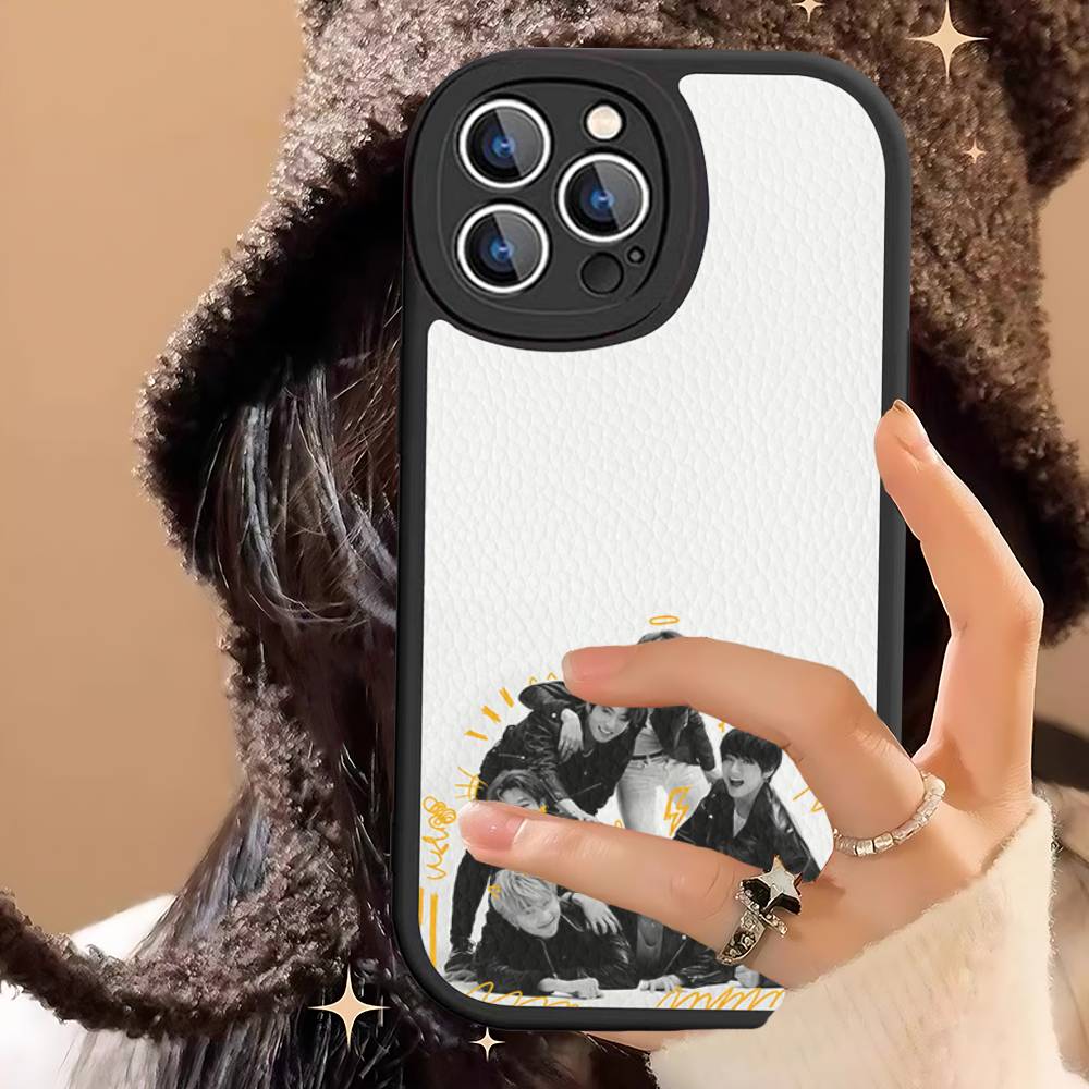 Custodia per Telefono in Pelle Kpop BTS Bangtan Boys Per IPhone 16 15 14 13 12 11 Pro Max Plus Cover