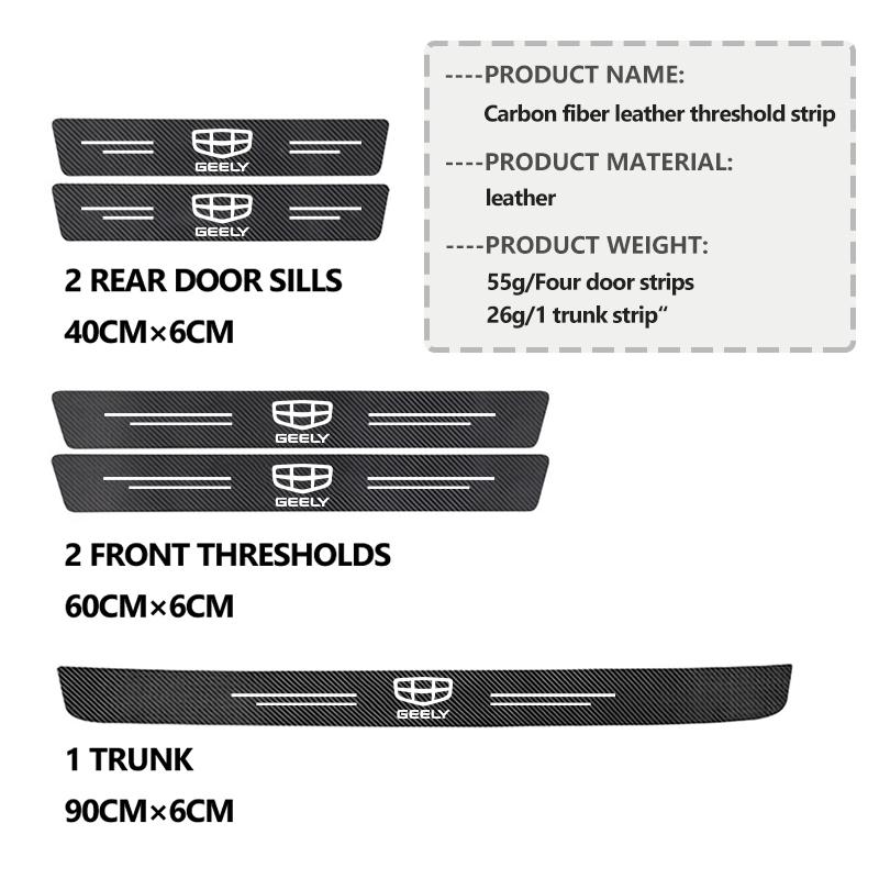 Car Door Carbon Fiber Sill Anti Scratch Protection Strip For Geely Tugella Atlas Pro Coolray Geometry C Emgrand Ec7 Monjaro