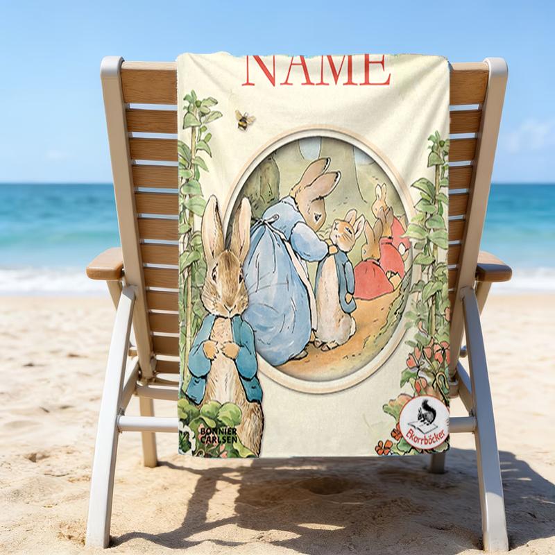 1pc Peter Rabbit1 Beach Towel with Custom Name, Beach/Swimming/Bath/Picnic/Camping Towel, Suitable for Seaside Beaches