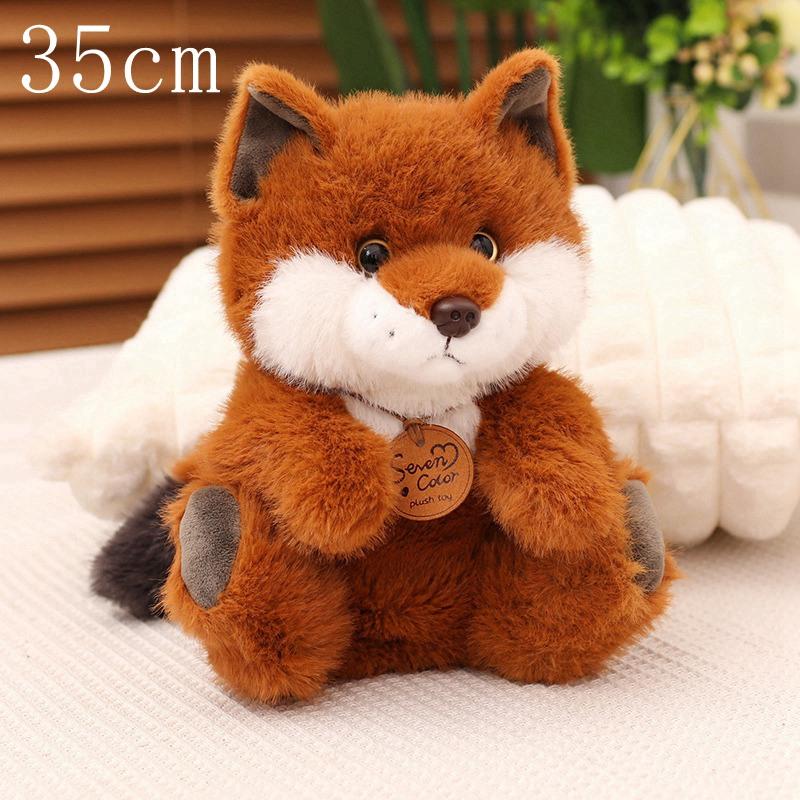 Cute Simulation Furry Huggable Fox Doll Soft Stuffed Sitting/Lying Fox Doll Pillow Home Decor Birthday Christmas Gift