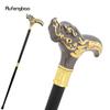 Golden Black Dragon Head Walking Cane Fashion Decorative Steel Stick Gentleman Elegant Cosplay Cane Knob Crosier Cane 93cm