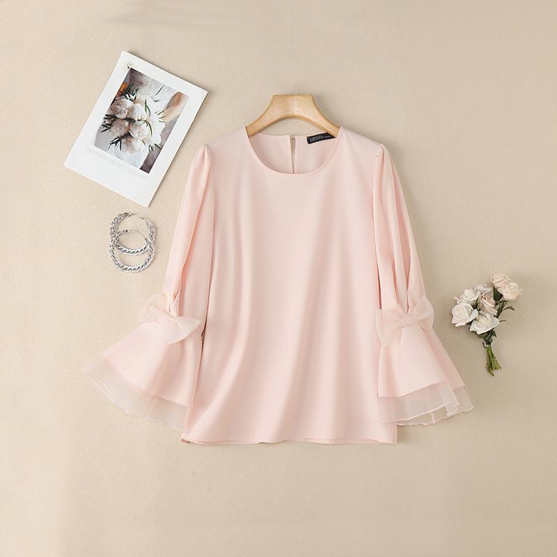 ZANZEA Dámská ležérní halenka s kulatým výstřihem a 3/4 rukávy