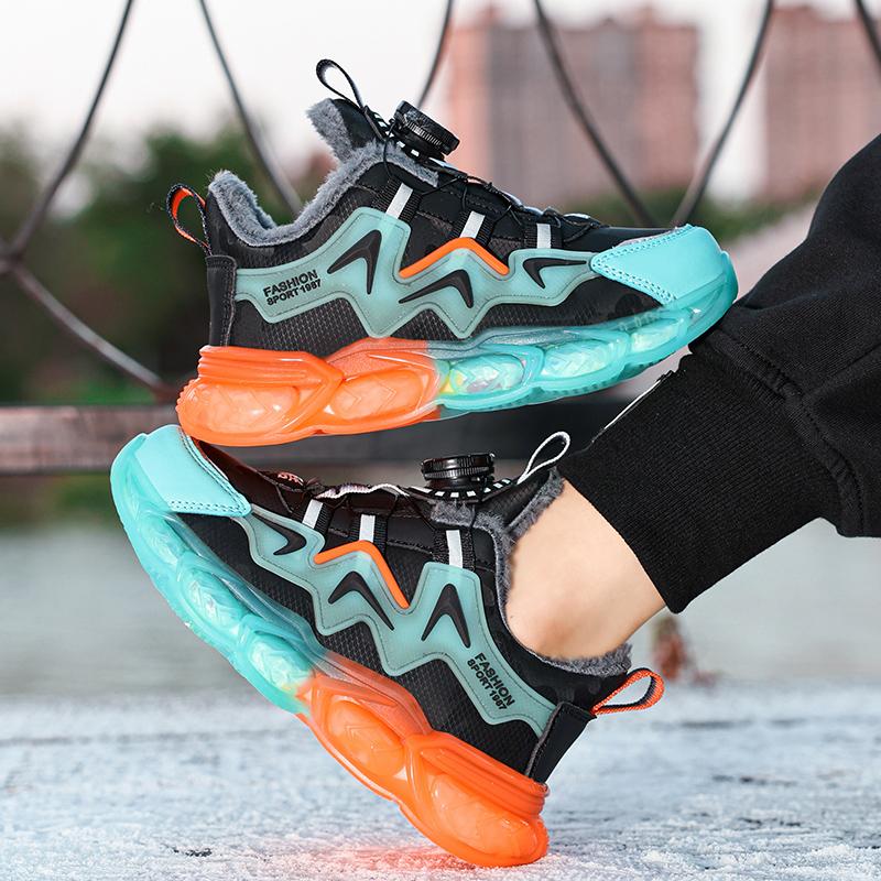 Winter Plus Samt Mädchen Kinder Sneakers Baumwollschuhe Sneakers PU Wasserdicht Warm Ultraleicht Jungen Schnee Sneakers