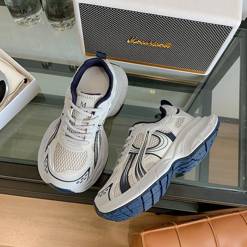 Fashion Sneaker swomen  Designer Retro Distressed Sport Shoes Fashion Casual Leather Mesh Breathable Height Increased Platform Shoes